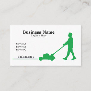 Modern Green Landscaper Silhouette Lawn Care Business Card
