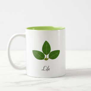 Modern Green Laurel Leaf Two-Tone Coffee Mug