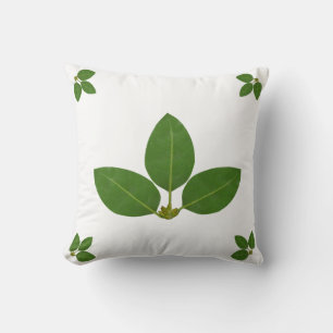 Modern Green Laurel Leaves Cushion