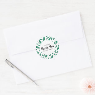 Modern green leaf dots plant pattern classic round sticker