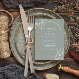 Modern Green Leaf Garden Wedding Invitation