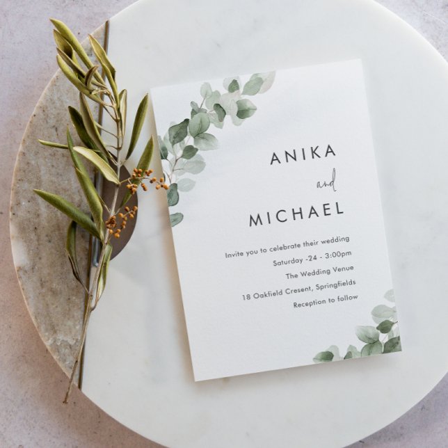 Modern Green Leaf Watercolor Spring Wedding Invitation (Creator Uploaded)
