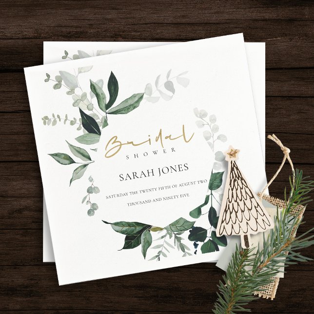 Modern Green Leafy Tropical Foliage Bridal Shower Napkin (Creator Uploaded)