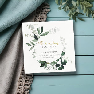 Modern Green Leafy Tropical Foliage Chic Wedding Napkin