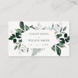 Modern Green Leafy Tropical Foliage Wedding Place Card