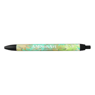 Modern Green Leaves Abstract Design Black Ink Pen