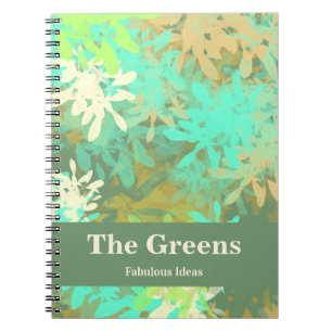 Modern Green Leaves Abstract Design Notebook