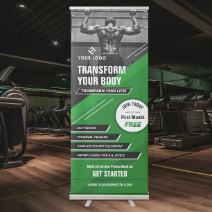 Modern Green Logo Workout Photo Fitness Marketing Retractable Banner