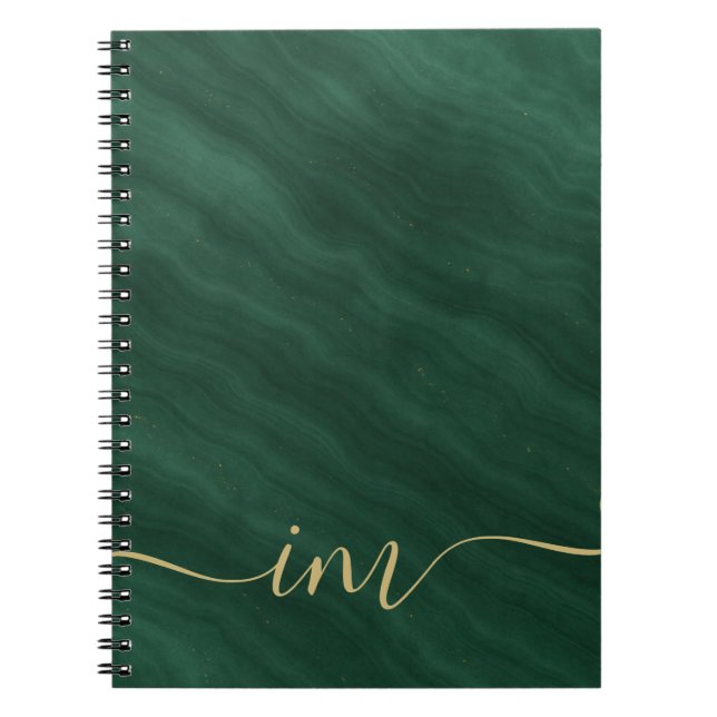 Modern Green Marble Abstract with Gold -  Notebook (Front)