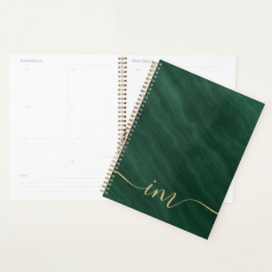 Modern Green Marble Abstract with Gold -  Planner