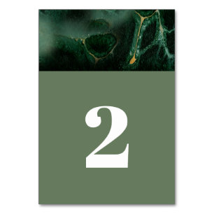 Modern Green Marble Monogram Wedding  Table Number