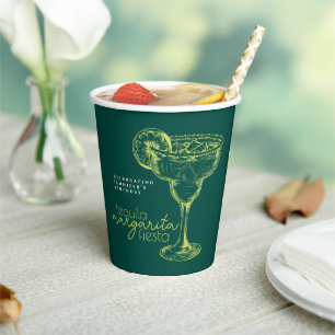 Modern Green Margarita  Cocktail Birthday Party Paper Cups