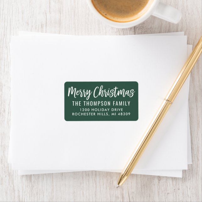 Modern Green Merry Christmas Script Label (Insitu)