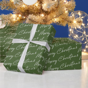Modern Green Merry Christmas Wrapping Paper