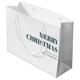 Modern Green Minimal Contemporary Merry Christmas Large Gift Bag