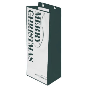 Modern Green Minimal Contemporary Merry Christmas Wine Gift Bag