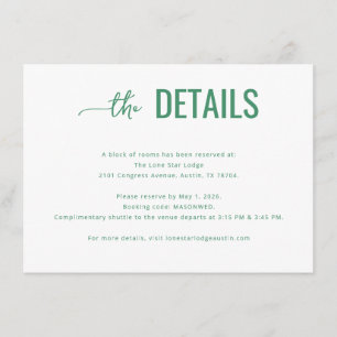 Modern Green Minimalist Details Enclosure Card
