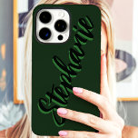 Modern Green Minimalist Script Name iPhone 16 Pro Max Case<br><div class="desc">Embrace modern minimalism with this sleek Green Minimalist Script Name iPhone 16 Pro Max Case. This chic design features your name elegantly displayed in a flowing script against a deep green backdrop, creating a look that's both understated and personalised. Perfect for those who appreciate clean lines, simple sophistication, and a...</div>