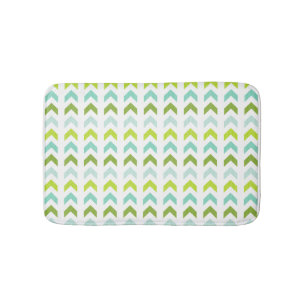 Modern Green, Mint, Aqua, White Geometric Bath Mat