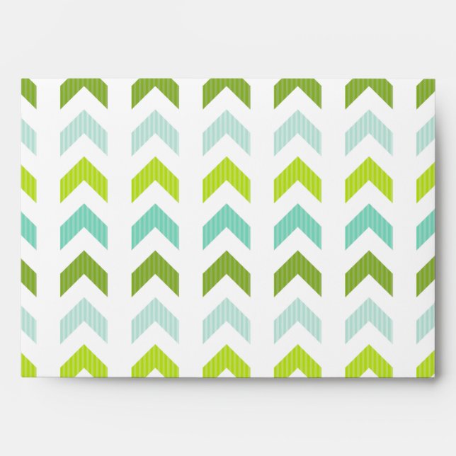 Modern Green, Mint, Aqua, White Geometric Pattern Envelopes (Front)