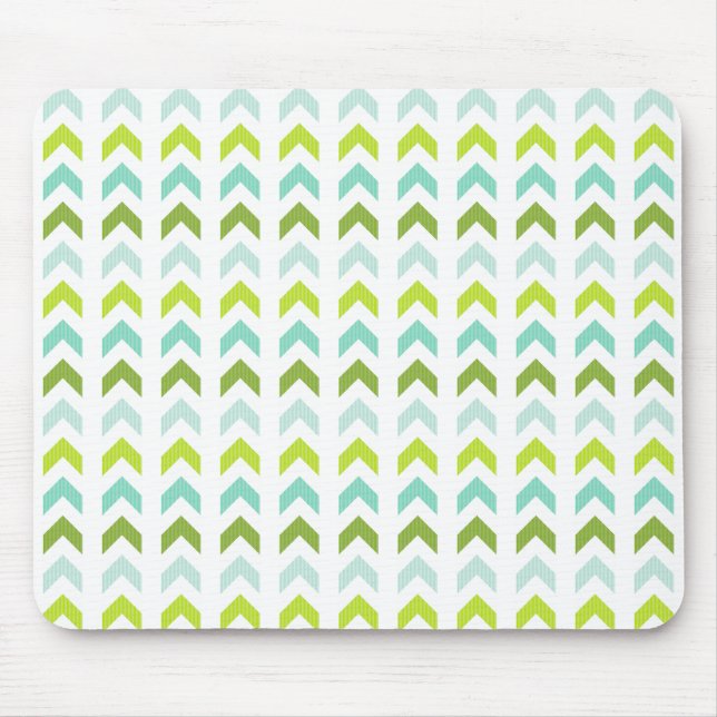 Modern Green, Mint, Aqua, White Geometric Pattern Mouse Mat (Front)