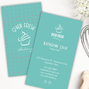 Modern Green Mint Cupcake Bakery Business Card