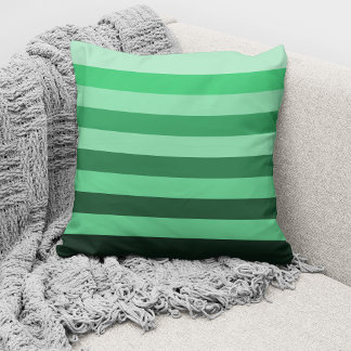 Modern Green Monochrome Colour Block Striped Cushion