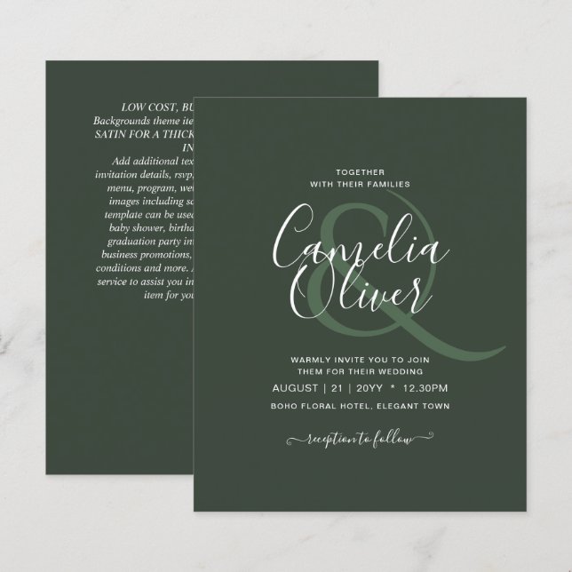Modern Green Monochrome Wedding (Front/Back)