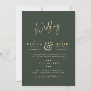 Modern Green Monochrome Wedding Invitation