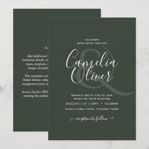 Modern Green Monochrome Wedding Invitation