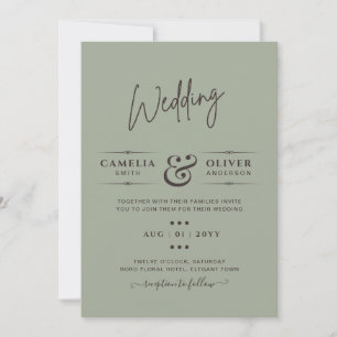 Modern Green Monochrome Wedding Invitation