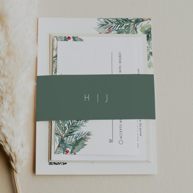 Modern Green Monogram Invitation Belly Band (Creator Uploaded)