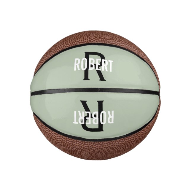 Modern green monogram name basketball (Front)