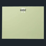 Modern green monogram name notepad<br><div class="desc">Modern paper pad for men with a green background, a black typography name and white monogram. Personalise with your name and monogram.</div>