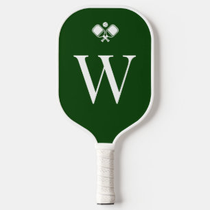 Modern Green Monogrammed Professional Pickleball Paddle