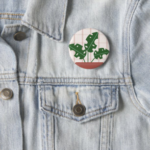 Modern Green Monstera Leaf Plant Birthday Card 6 Cm Round Badge