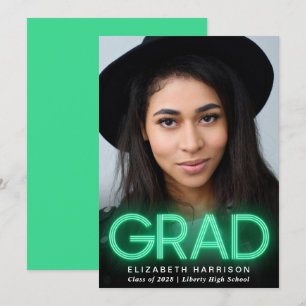 Modern Green Neon Graduation Announcement