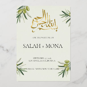 Modern Green Olive Branch Islamic Muslim Wedding