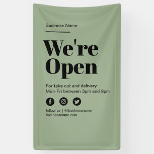 Modern Green Open For Business Take Out Delivery Banner
