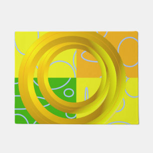 Modern Green Orange Yellow Dartboard Doormat