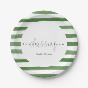 Modern Green Painted Stripes Graduation Plates