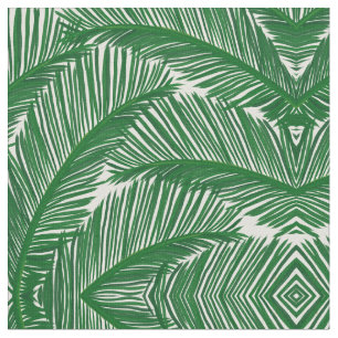 Modern Green Palm Leaf Tropical Pattern Fabric