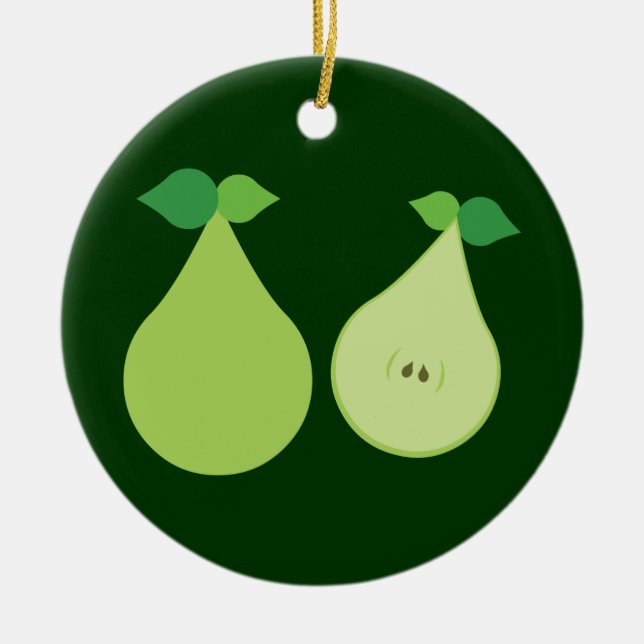 Modern Green Pear Ceramic Tree Decoration (Front)