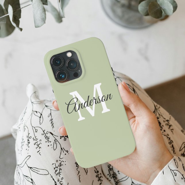 Modern Green | Personal Initial  Case-Mate iPhone Case (Creator Uploaded)