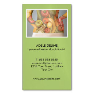 Modern Green Personal Trainer and Nutritionist Magnetic Business Card