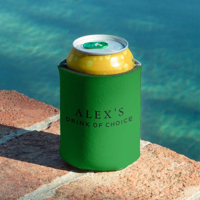 Modern Green Personalised Can Cooler (In Situ Pool)