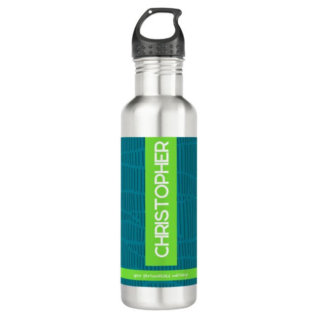 Modern Green Personalised Name 710 Ml Water Bottle (Front)