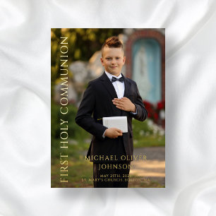 Modern Green Photo Boy First Communion Gold