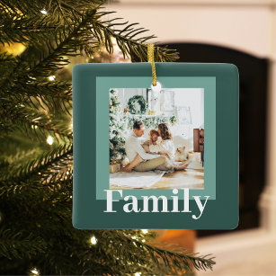 Modern Green   Photo   Family Gift  Ceramic Ornament
