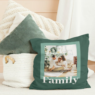 Modern Green   Photo   Family Gift Cushion